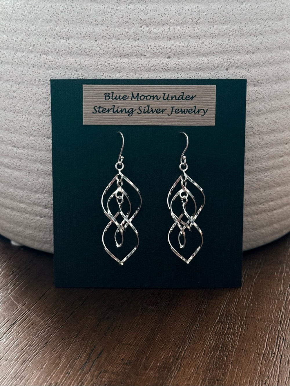 NWT 925 Sterling Silver Spiral Twist Dangle Earrings NEW